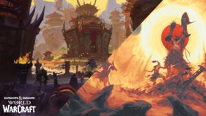 La copertina divisa in due di due illustrazioni delle prossime ambientazioni di D&D: World of Warcraft e Dark Sun