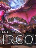 Un grande drago viola attacca la nave con i personaggi di Project Zircon e il logo del gioco