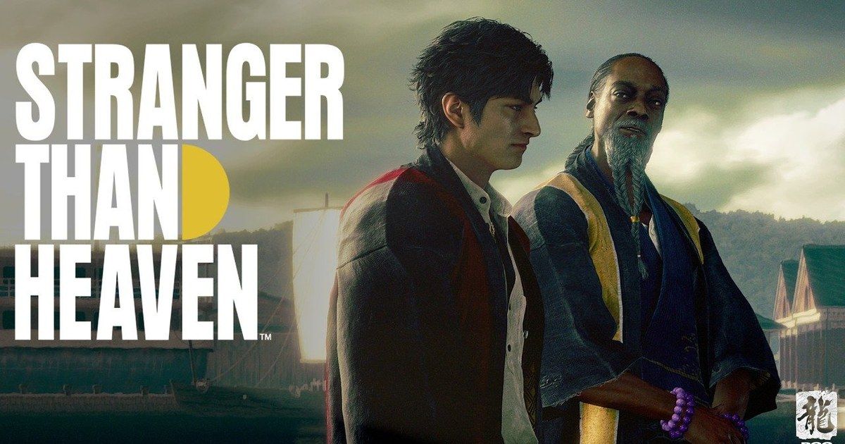 Makoto Daito e un uomo anziano in vesti tradizionali, affiancati dal logo di STRANGER THAN HEAVEN.